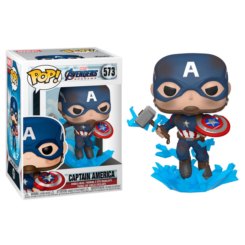 Figura POP Marvel Avengers Endgame Captain America with Broken Shield & Mjolnir