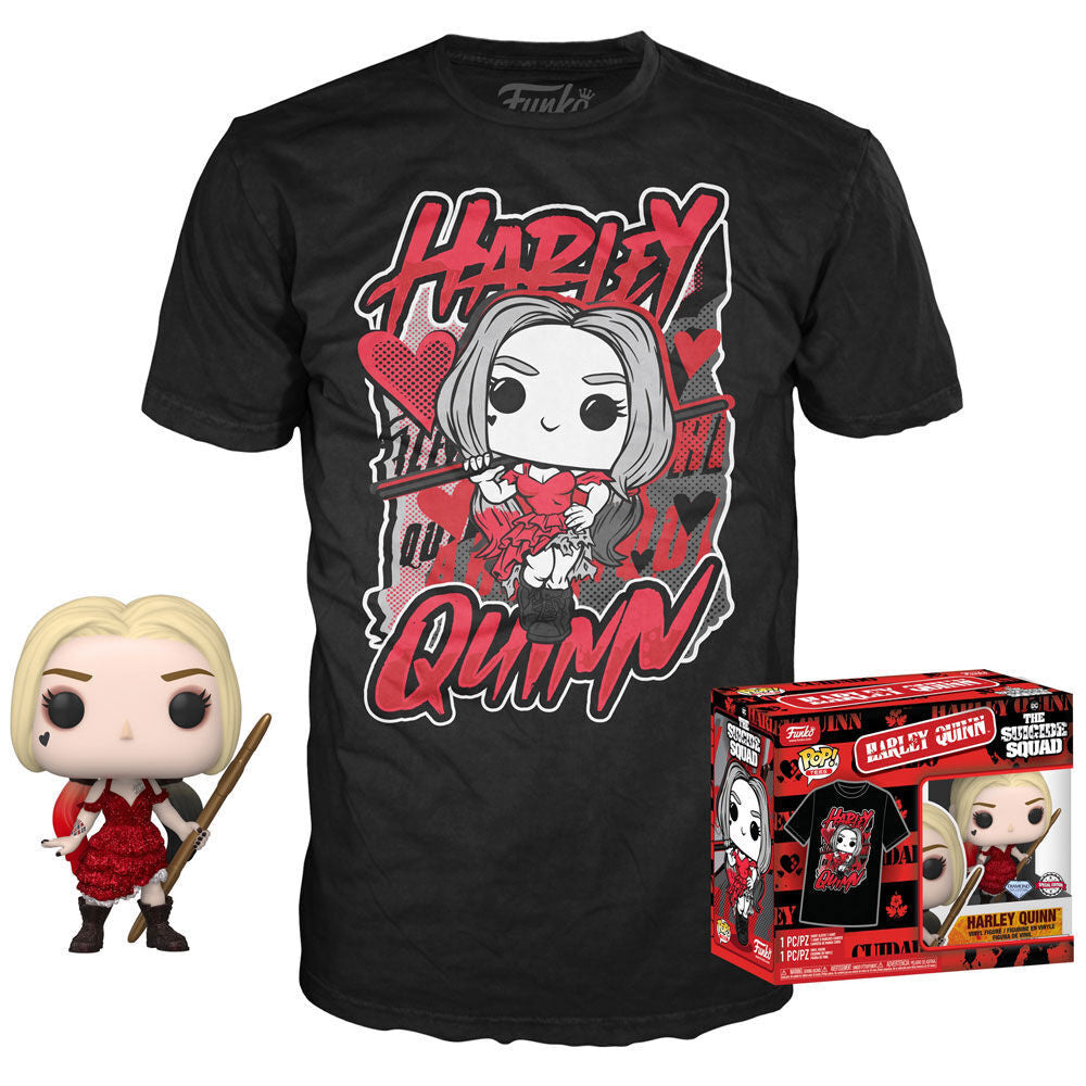 Set figura POP & Tee DC Comics Harley Quinn XL
