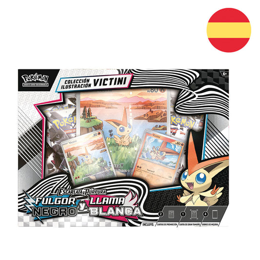Blister juego cartas coleccionables Victini Fulgor Negro y Llama Blanca Pokemon español